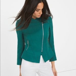 Linen Blend Asymmetrical Teal Blazer Size 8